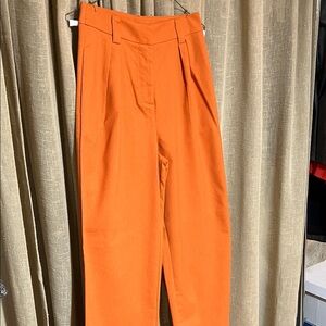 Commense High-Waist Orange Pleated Trousers